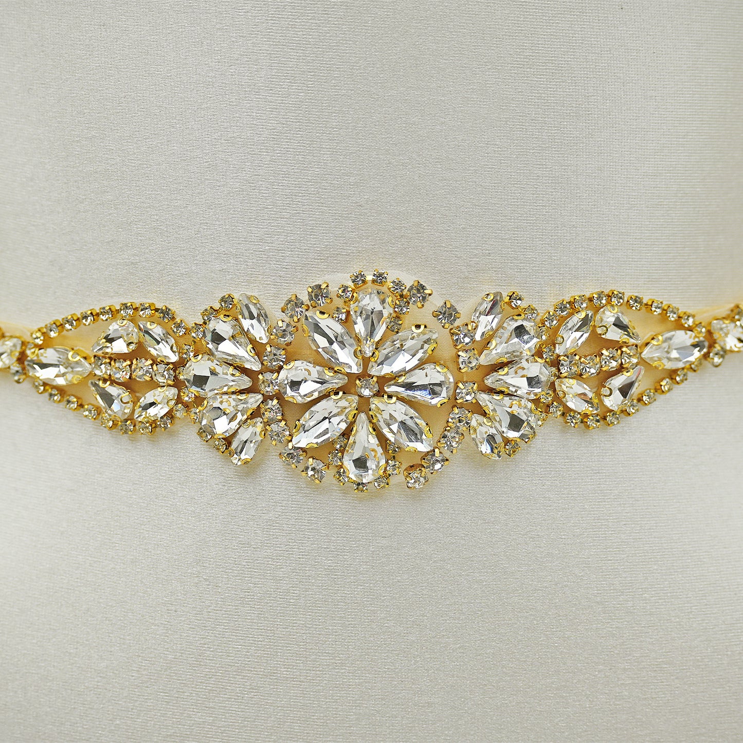 Champagne Rhinestone Bridal Dress Belt for Wedding - Bridella BS489G