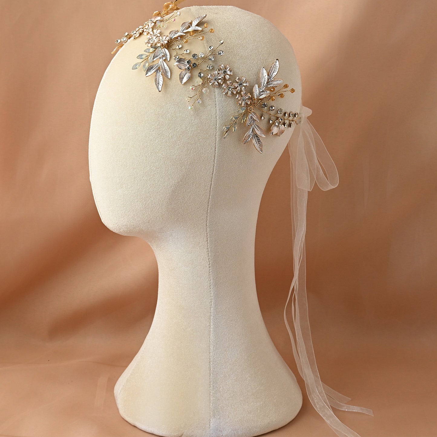 Bridella BHP278-G Gold Rhinestone & Pearl Headband