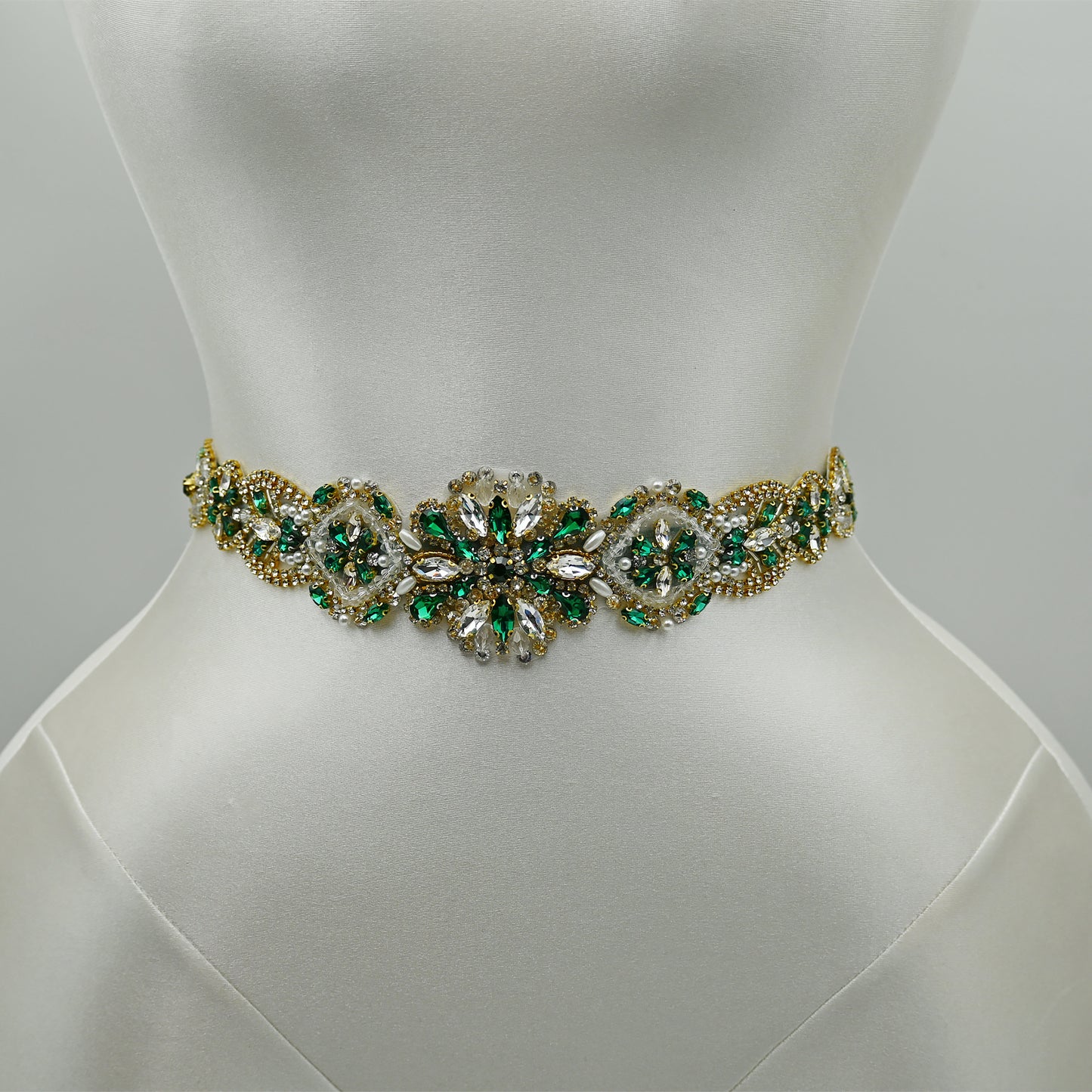 Bridella BS433GKL Green Rhinestone & Pearl Accessory