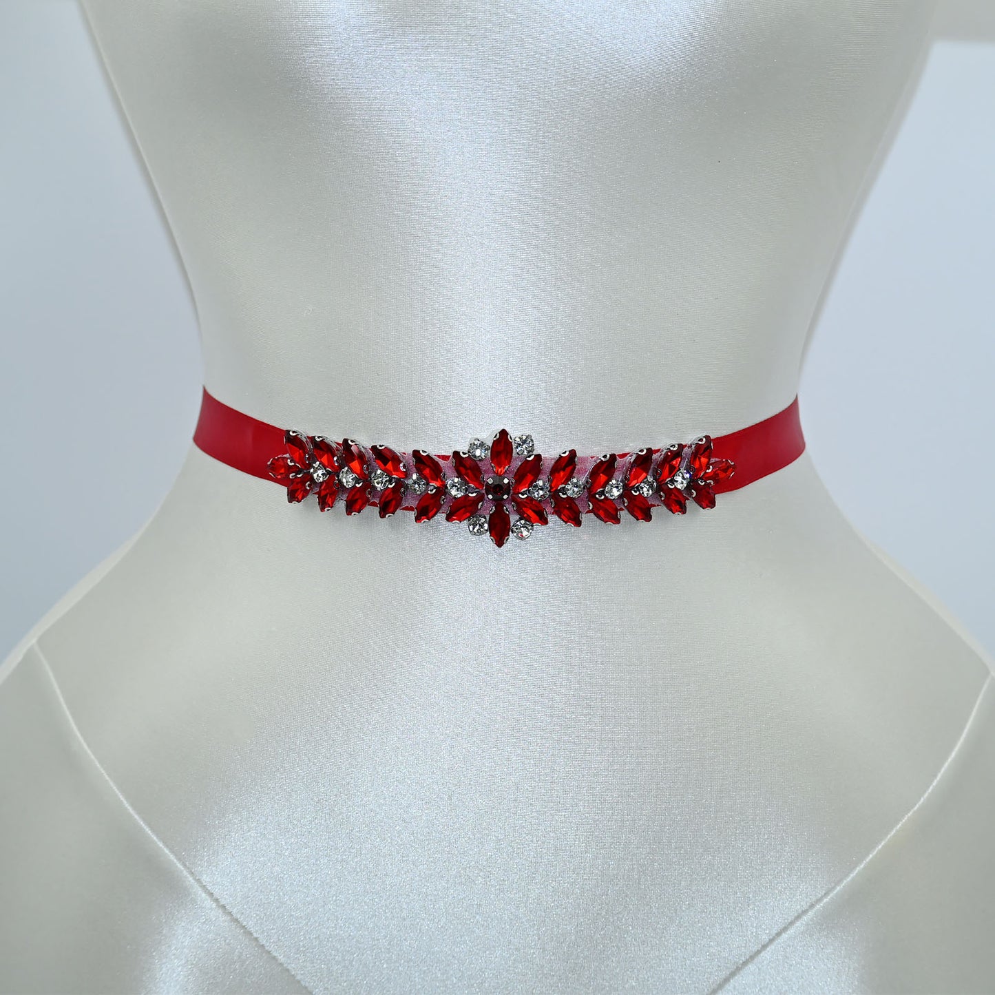 Red Rhinestone Bridal Belt Wedding Sash – Bridella BS69R
