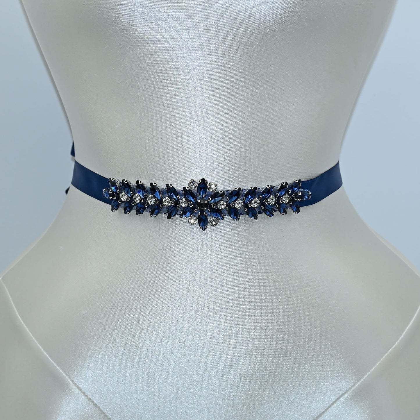 Navy Rhinestone Bridal Belt Wedding Sash – Bridella BS69ML
