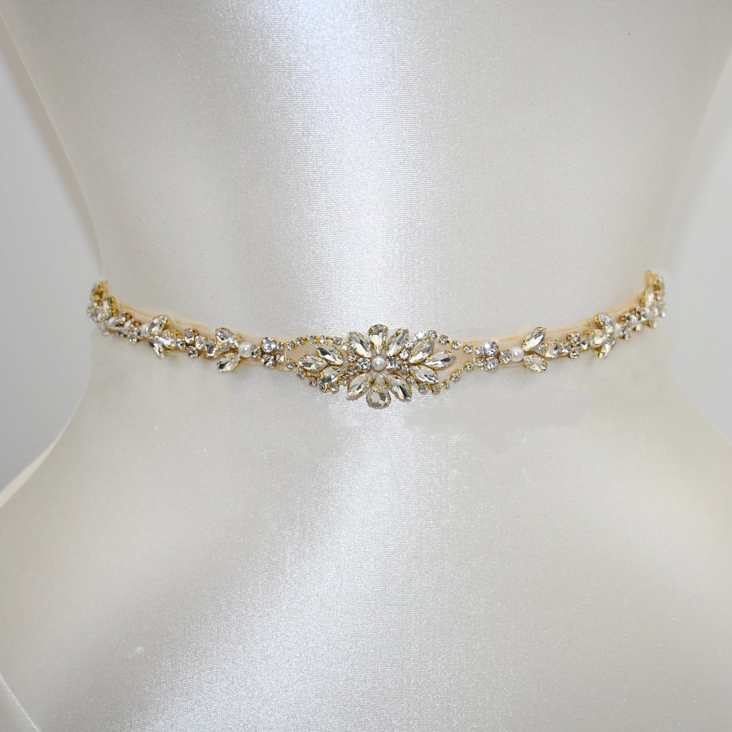 Bridella BS09G Gold Rhinestone & Pearl Accessory