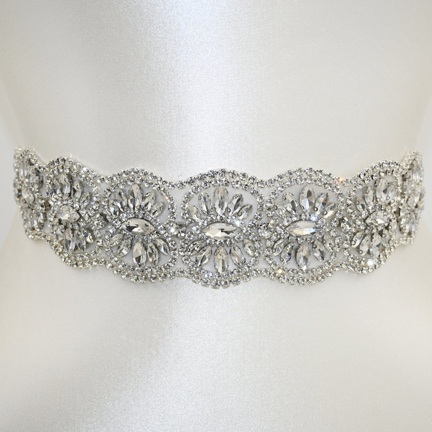 Bridella BS239 Off White Rhinestone Belt