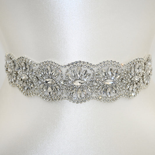 Bridella BS239 Off White Rhinestone Belt