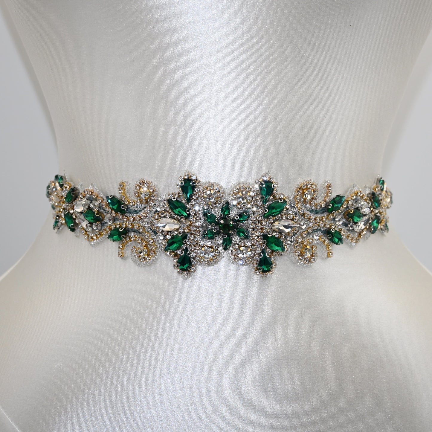 Bridella BS12KL Emerald Rhinestone Belt