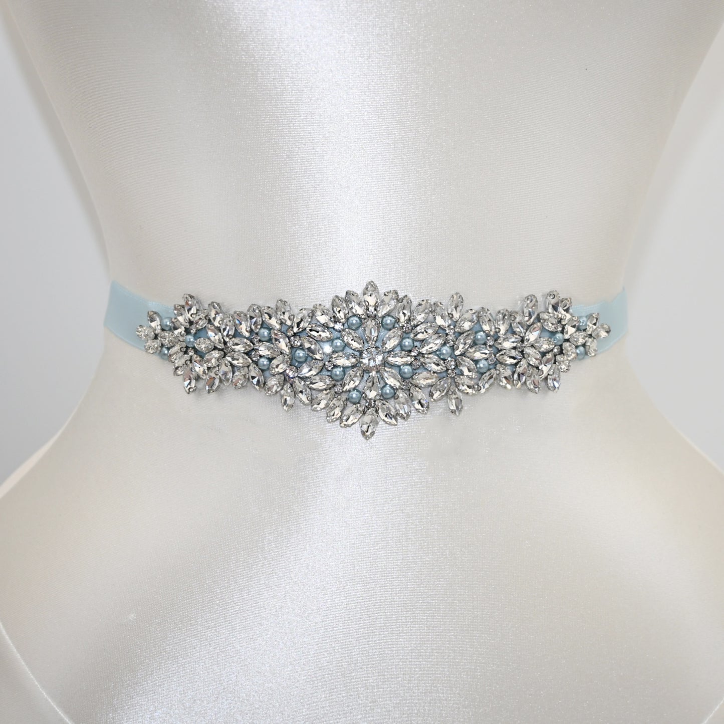 Bridella BS121 Light Blue Rhinestone & Pearl Accessory