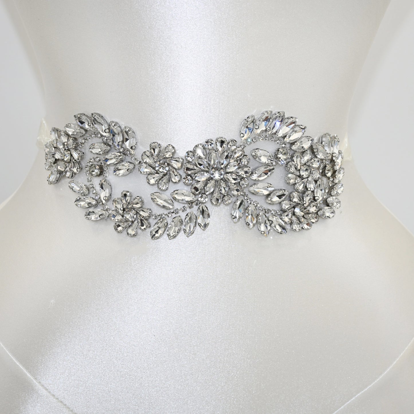 Bridella BS231 Ivory Rhinestone Belt