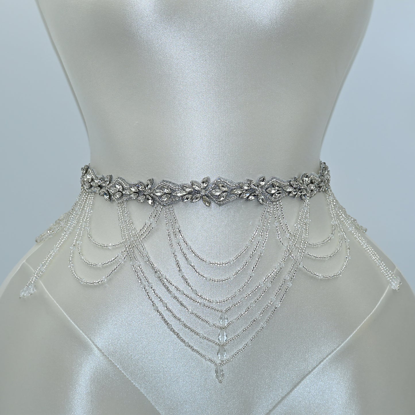 Off White Rhinestone Bridal Belt Wedding Sash – Bridella BS08
