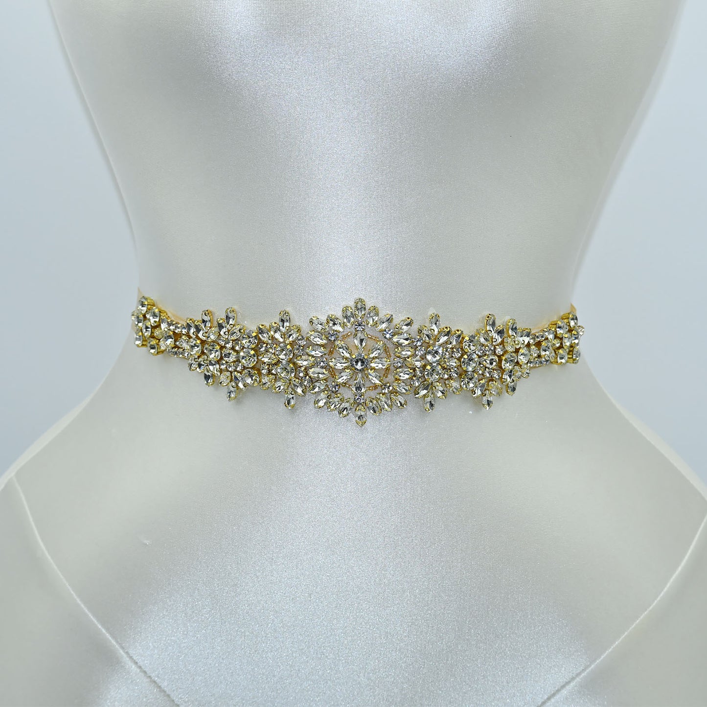 Bridella BS319G Champagne Rhinestone Belt