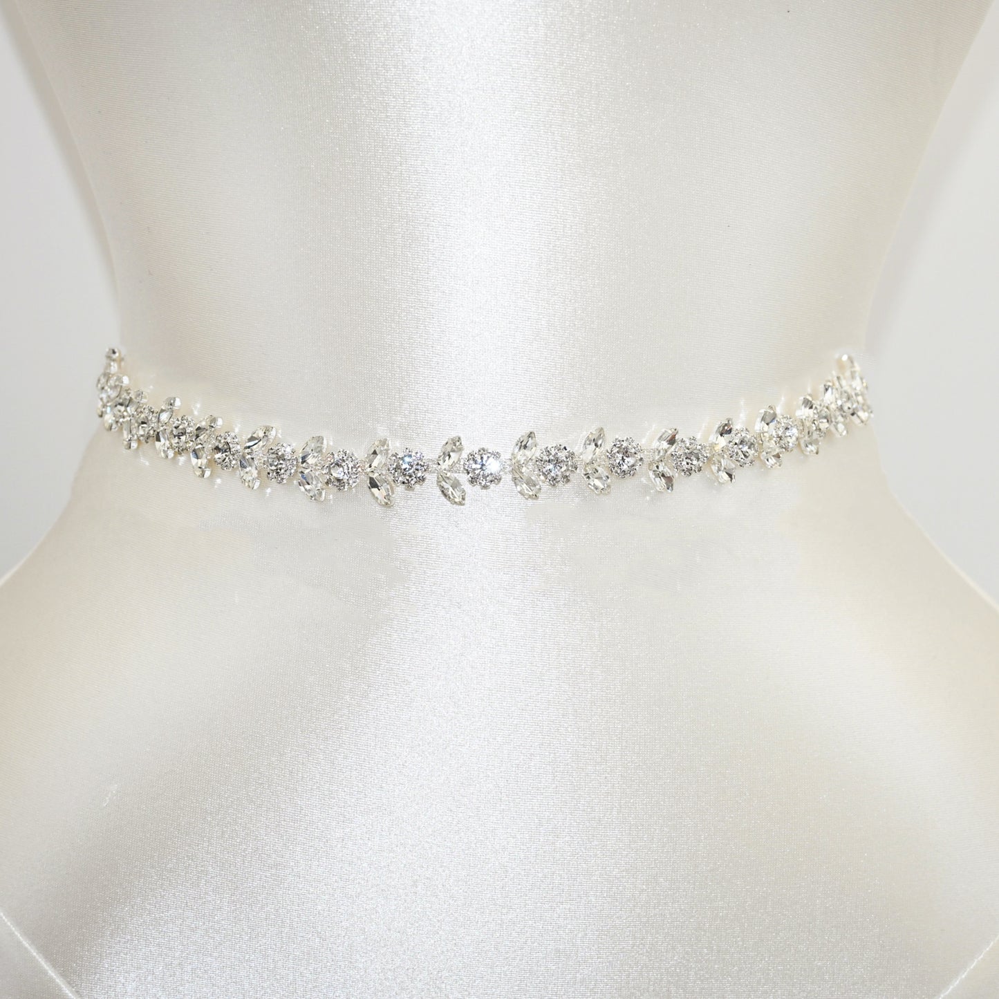 Off White Rhinestone Bridal Belt Wedding Sash – Bridella BS440
