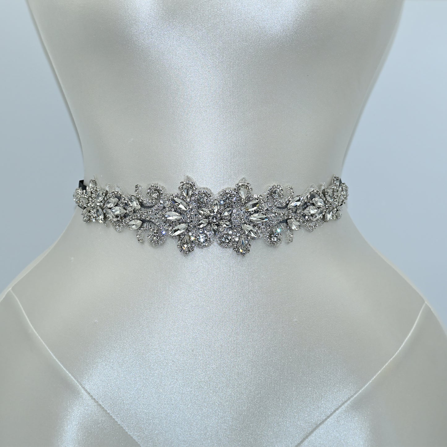 Bridella BS12 Ivory Rhinestone Belt