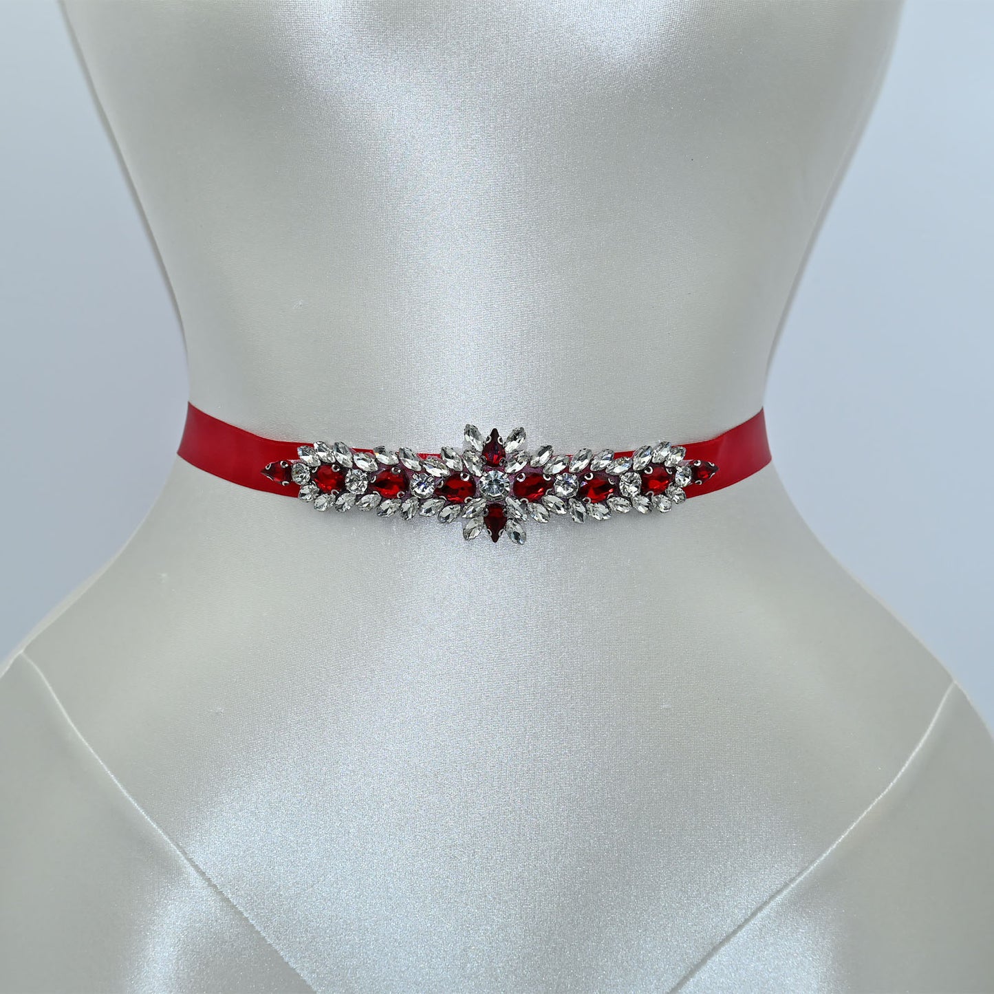 Bridella BS191R-Wine Red Burgundy Rhinestone Belt