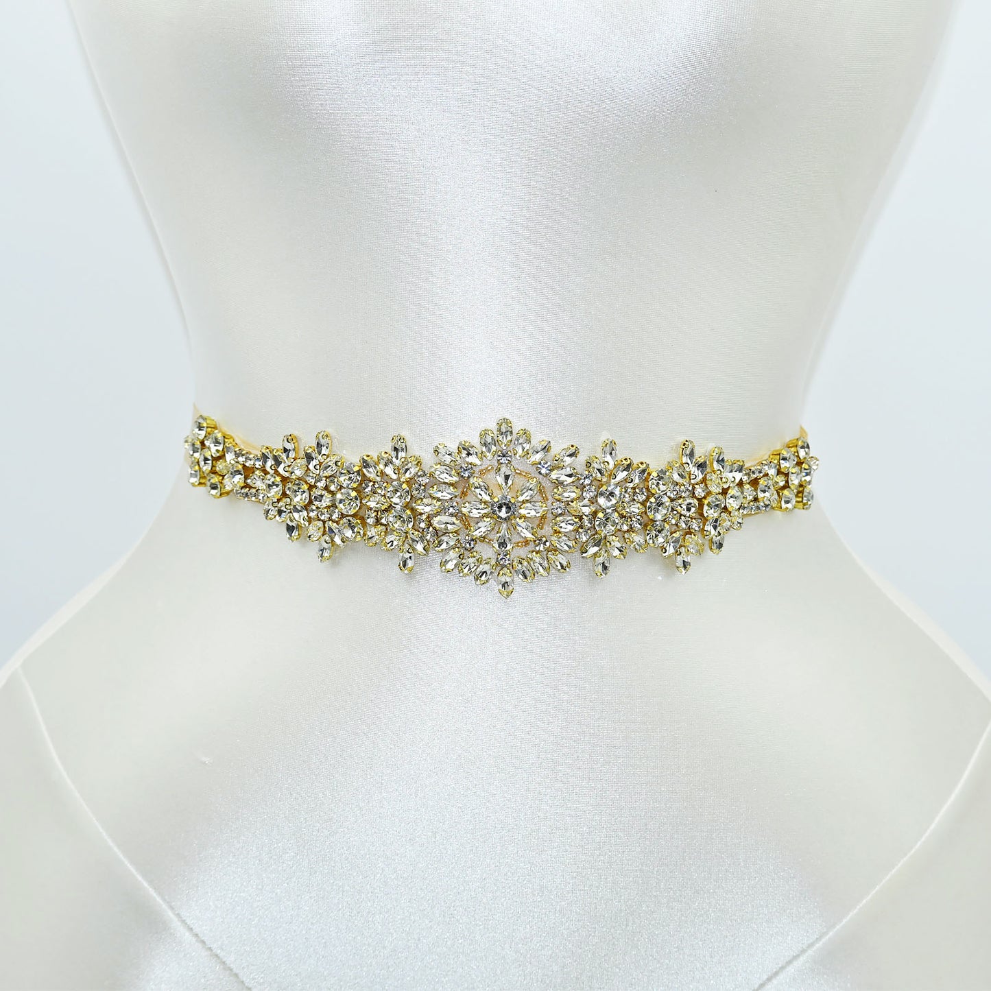 Champagne Rhinestone Bridal Dress Belt for Wedding - Bridella BS319-G