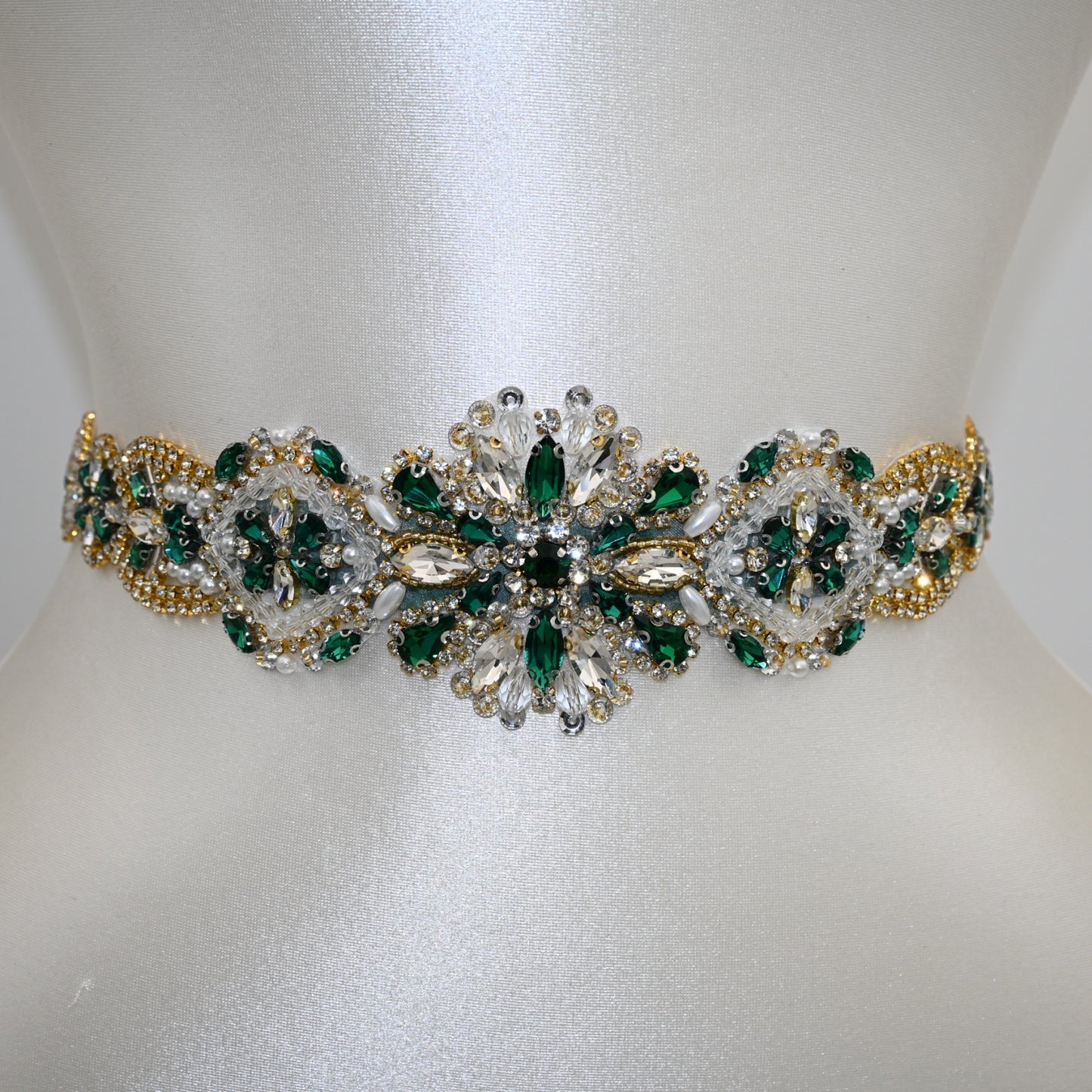 Bridella BS433GKL Green Rhinestone & Pearl Accessory