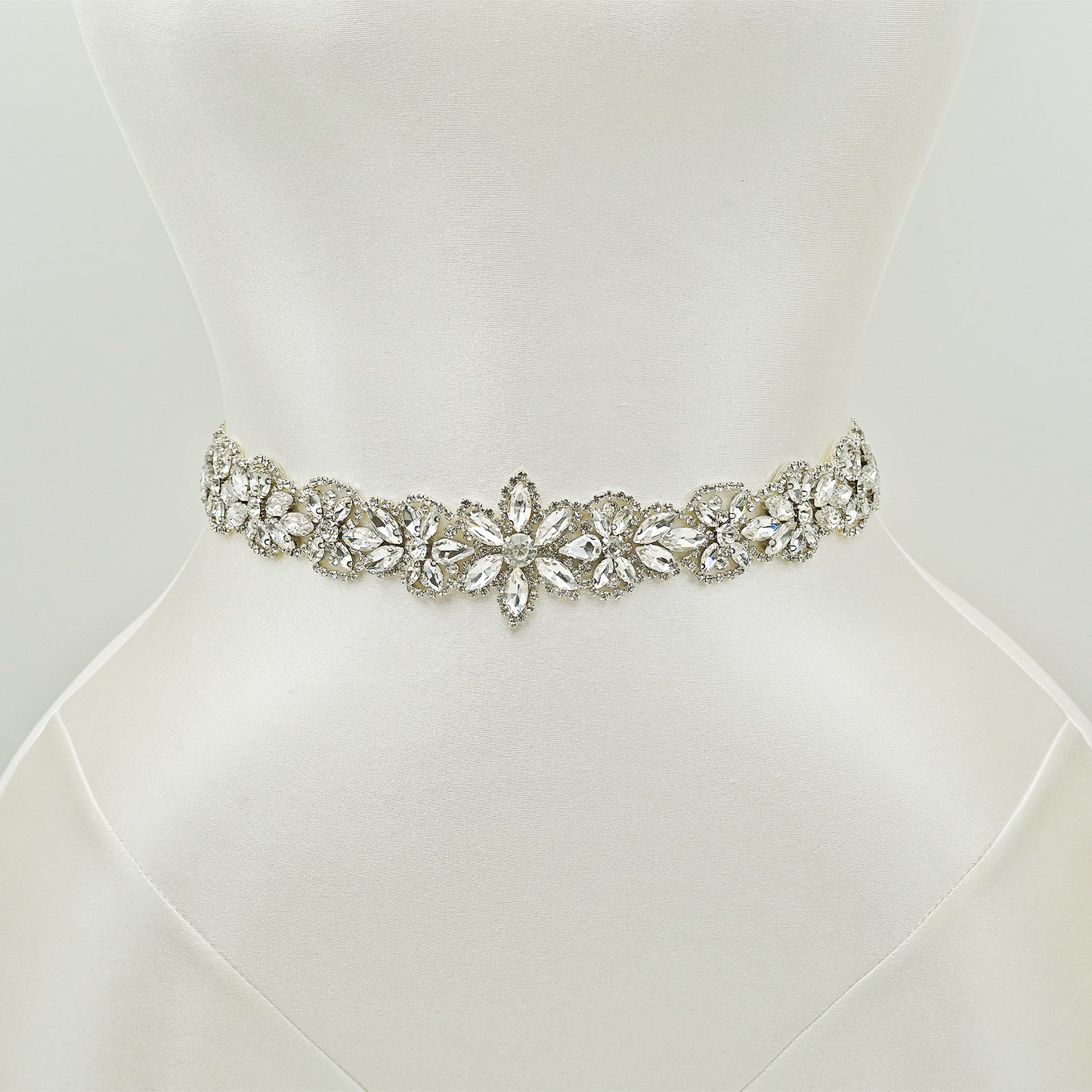 Ivory Rhinestone Belt -Bridella BS21