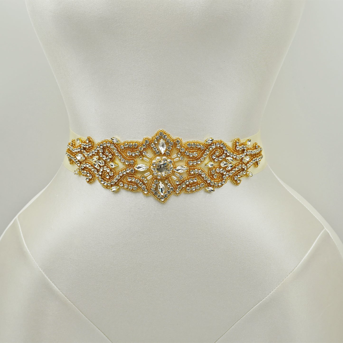 Ivory Rhinestone Pearl Bridal Belt Wedding Sash – Bridella BS26G