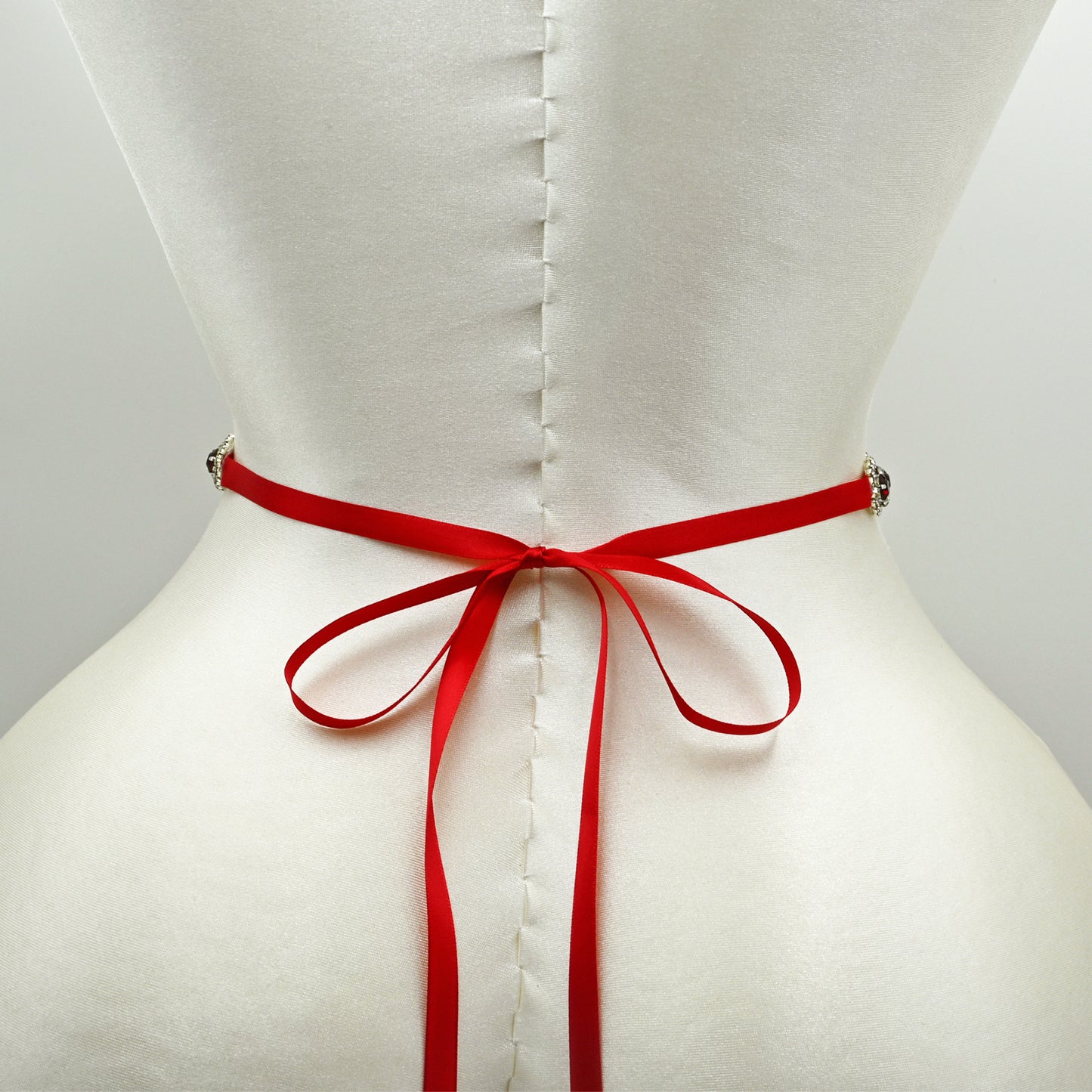 Red Rhinestone Bridal Dress Belt for Wedding - Bridella BS165R