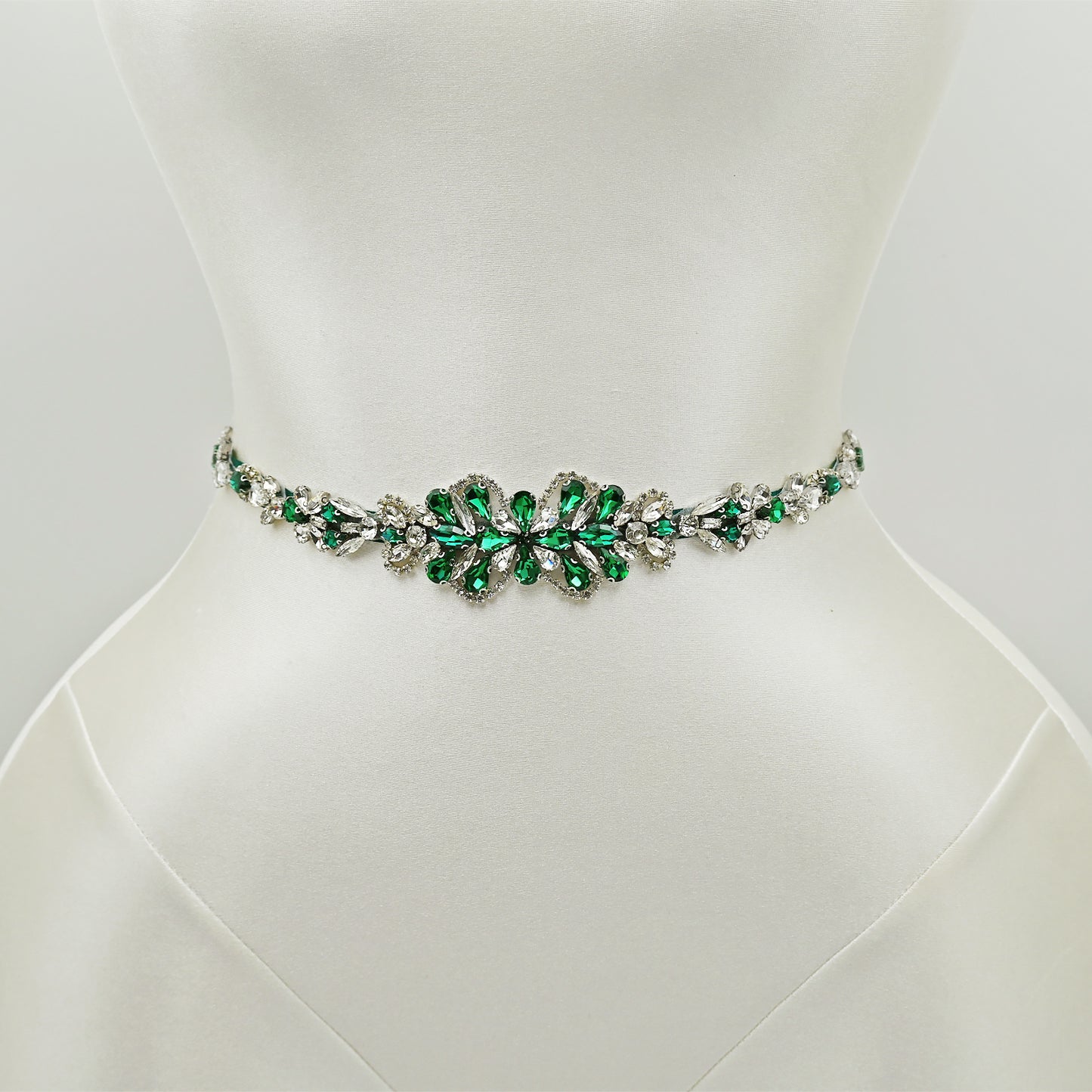 Green Rhinestone Bridal Belt Wedding Sash - Bridella BS99KL
