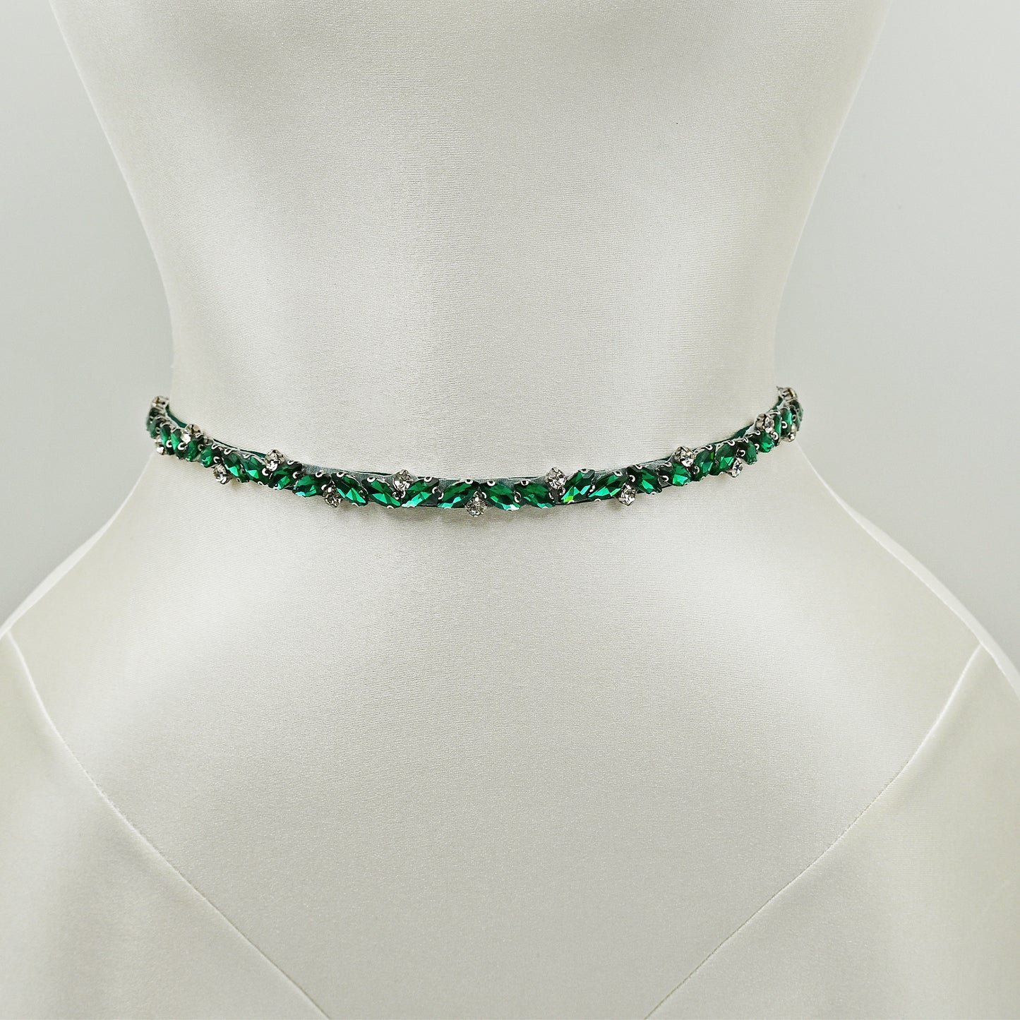 Green Rhinestone Bridal Belt Wedding Sash - Bridella BS149KL