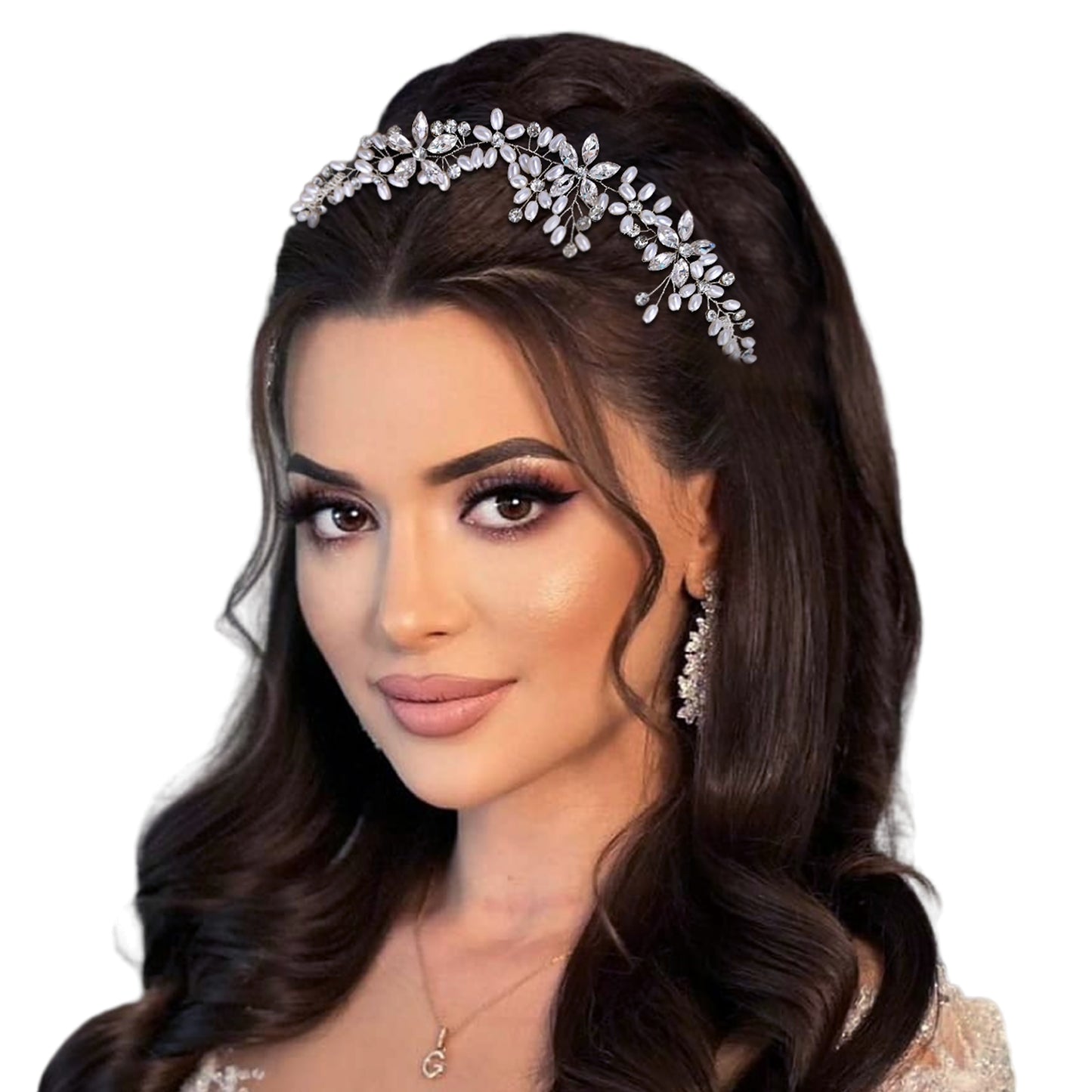 Bridell Sliver Bride Headband Hairstyles with comb
