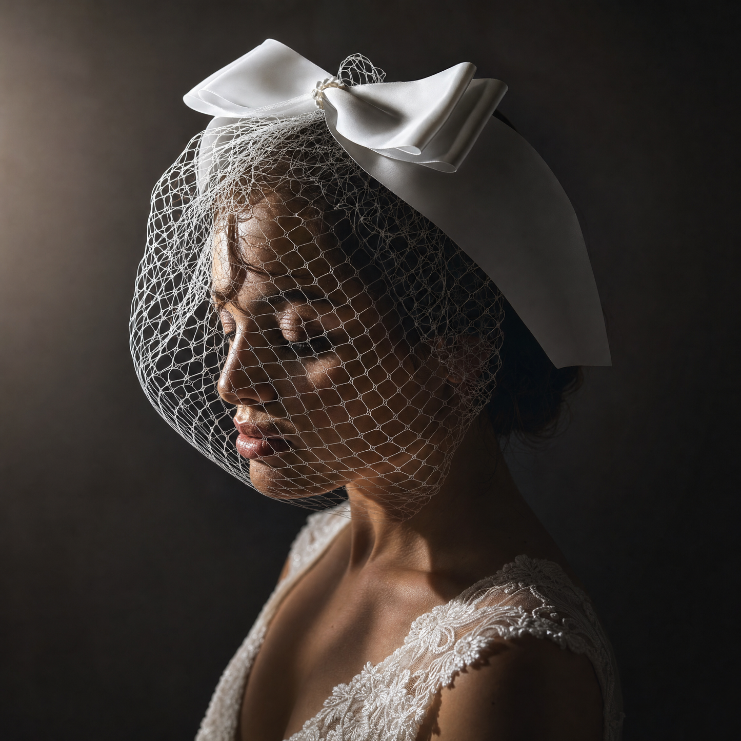 Hot Sale High Quality White Bowknot Mesh Veil Prom Party Hair Comb Veil Bridal Wedding Birdcage Veil - Bridella BVA03