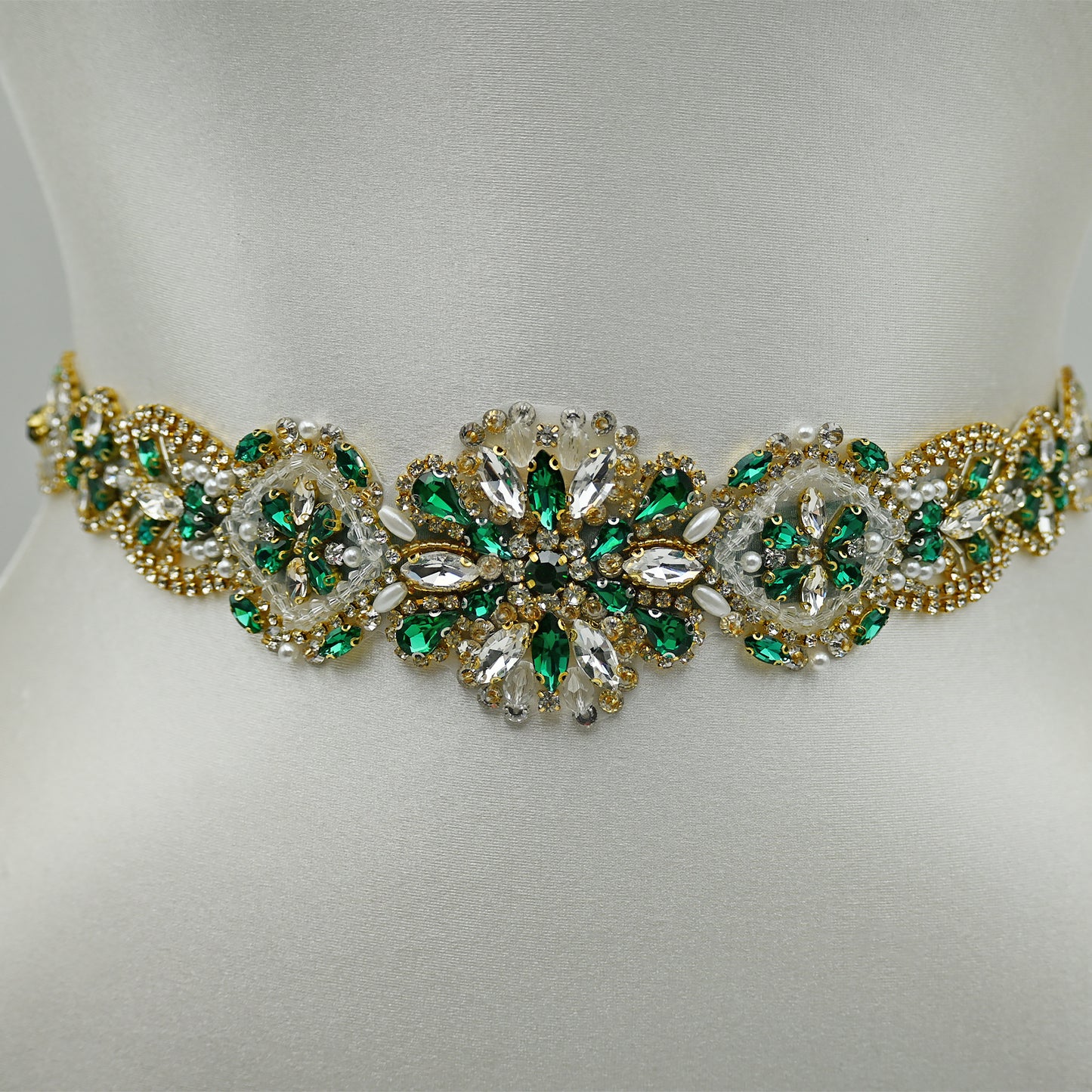Bridella BS433GKL Green Rhinestone & Pearl Accessory