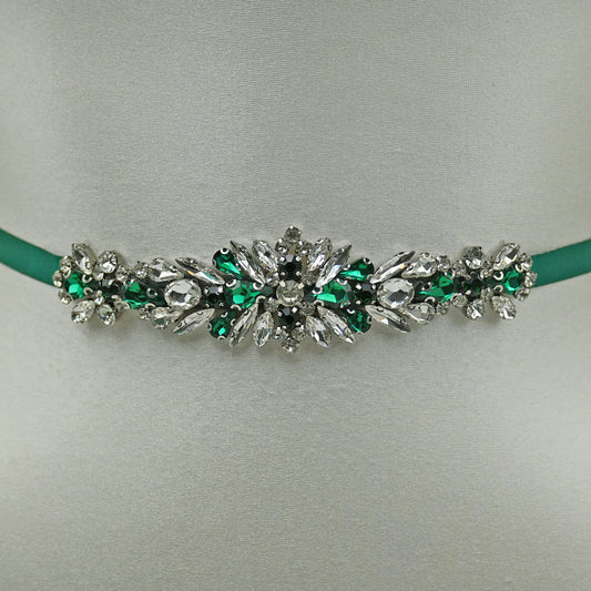 Bridella BS160KL Green Rhinestone Belt