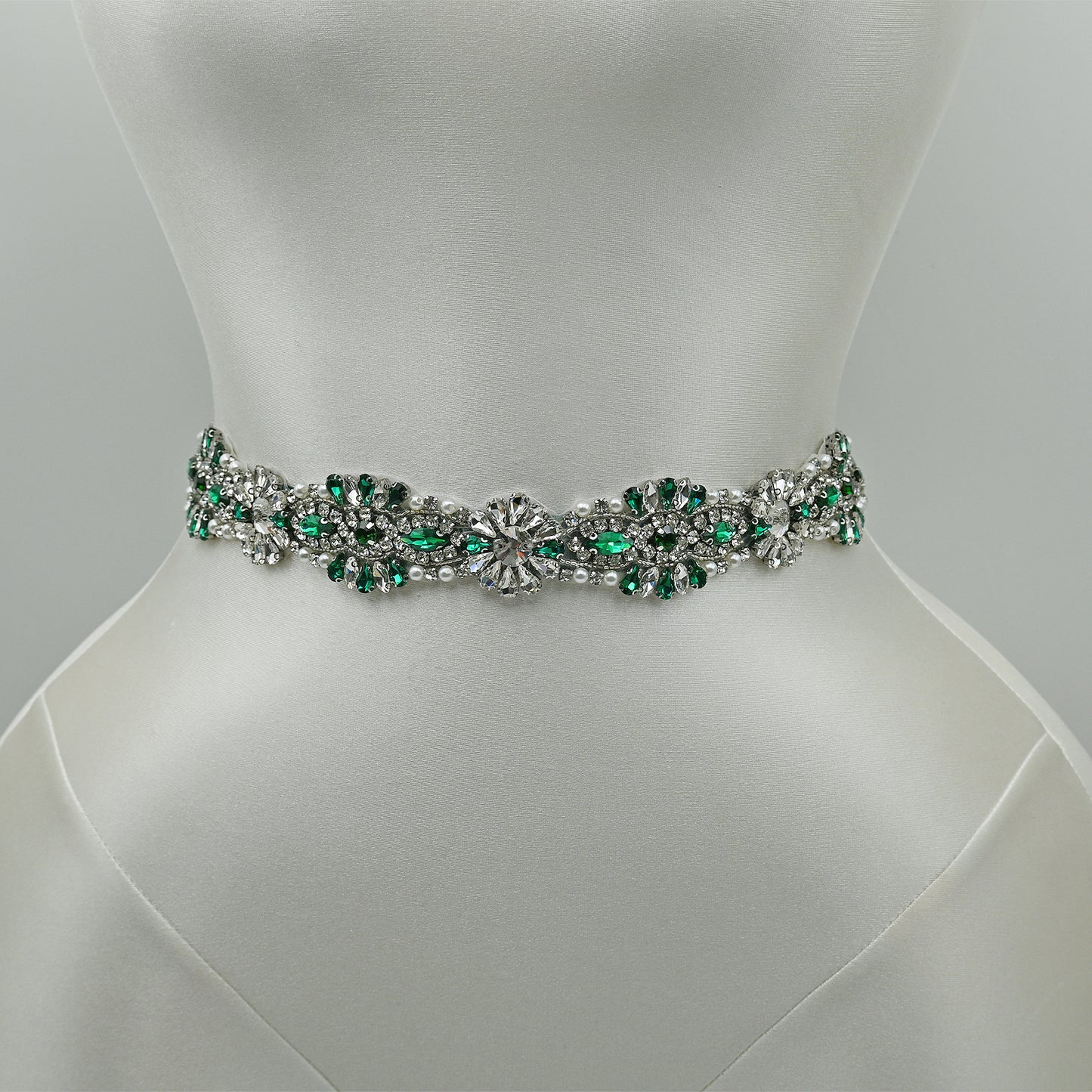 Bridella BS237KL-Green Ribbon Green Rhinestone Belt