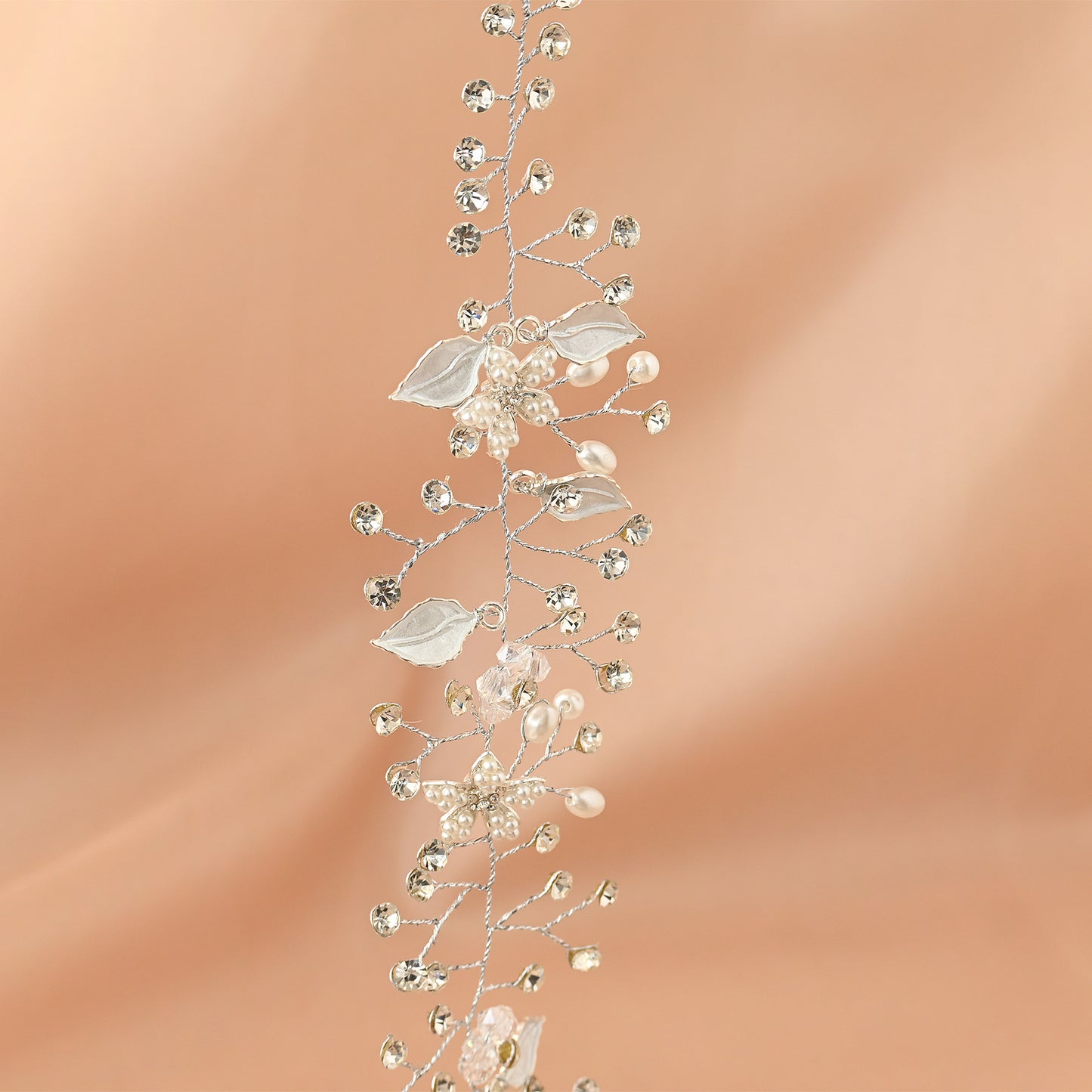 Bridella BHP236-S Silver Rhinestone & Pearl Headband