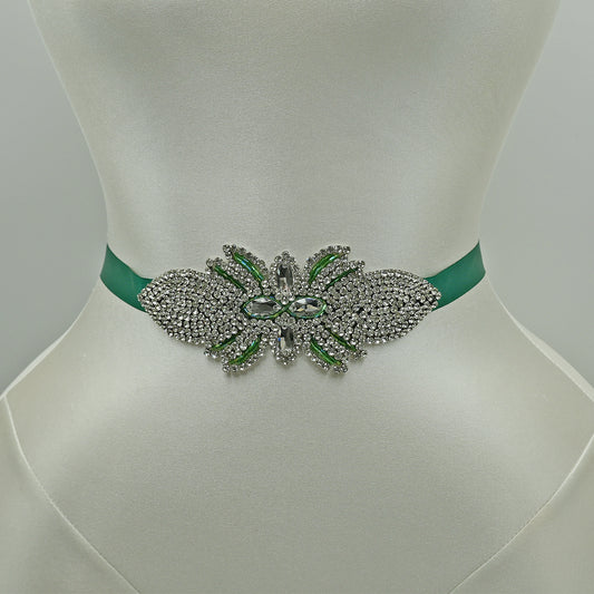 Bridella BS152KL Emerald Rhinestone Belt