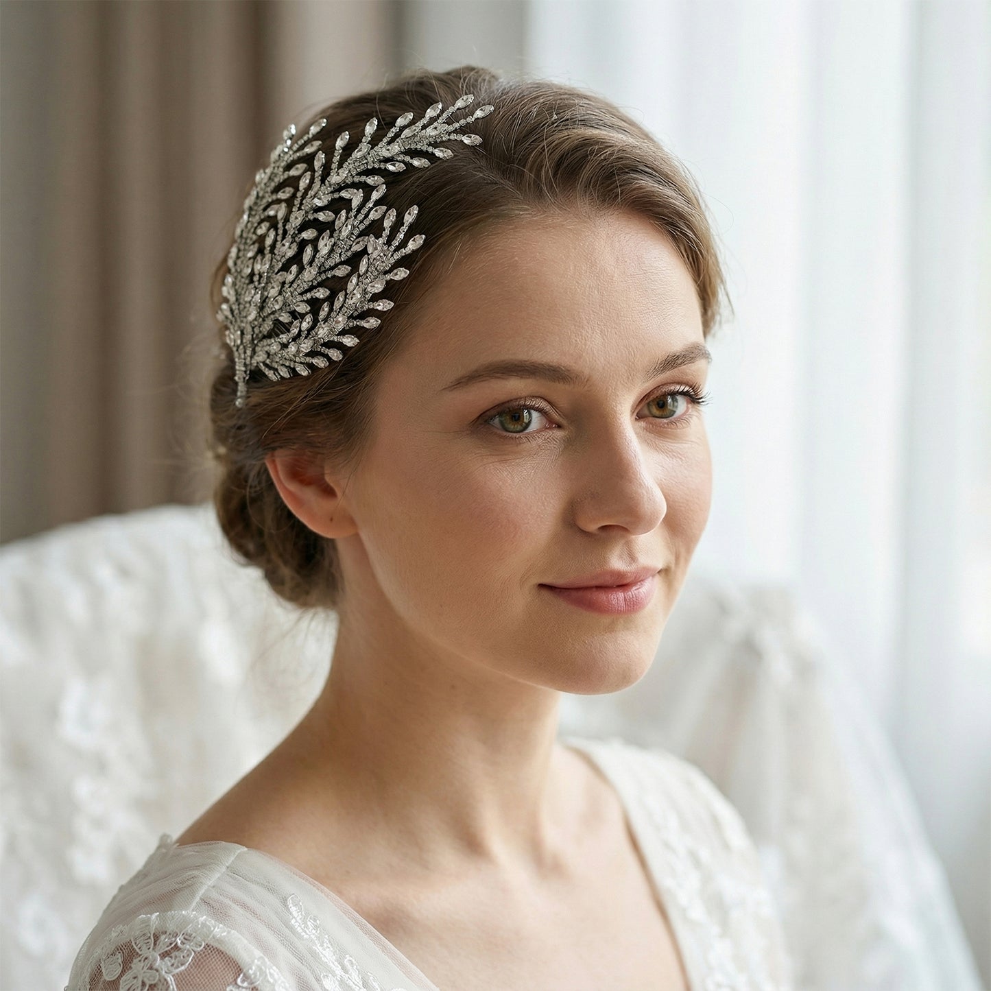 Bridella BHP498-S Silver Rhinestone Hair Comb