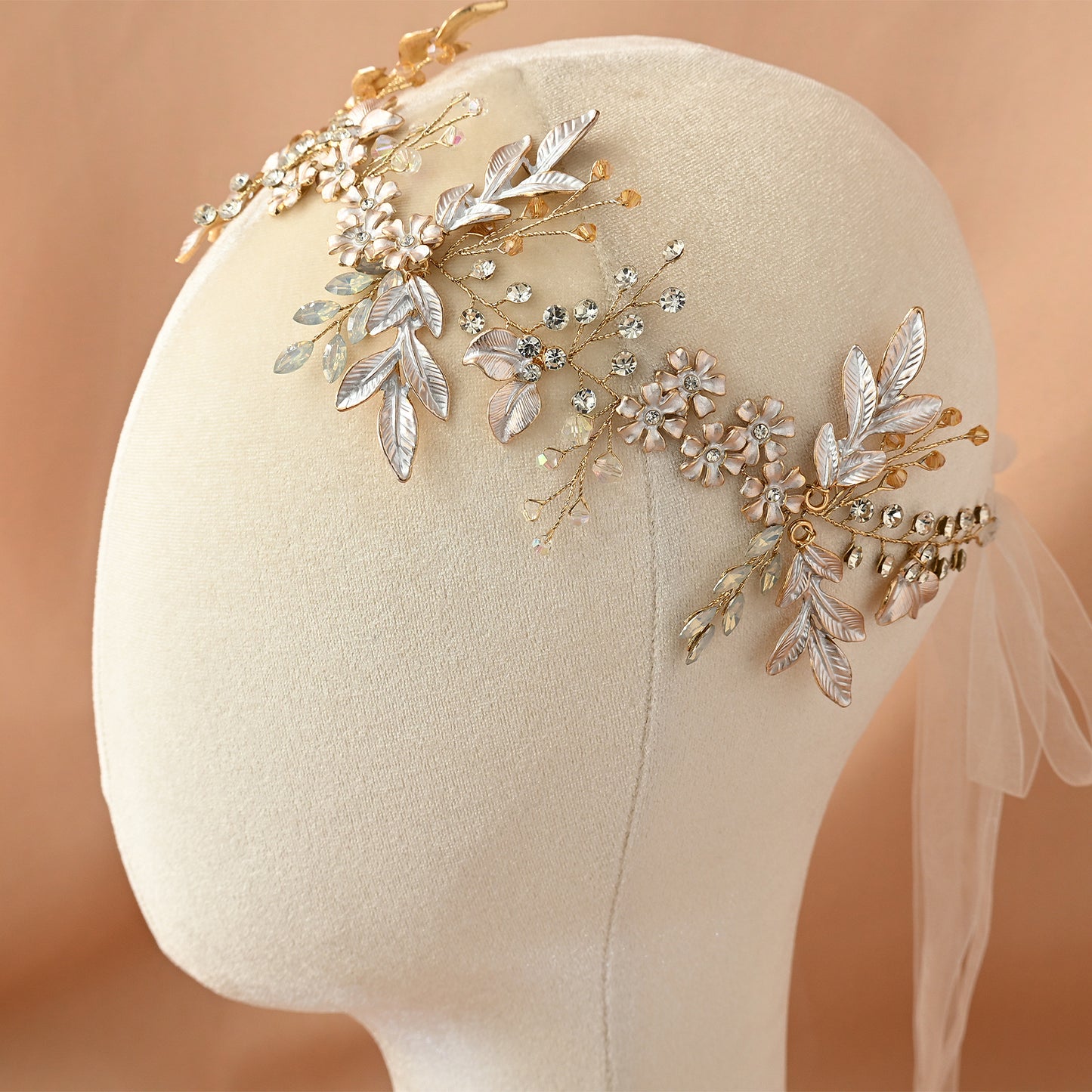 Bridella BHP278-G Gold Rhinestone & Pearl Headband