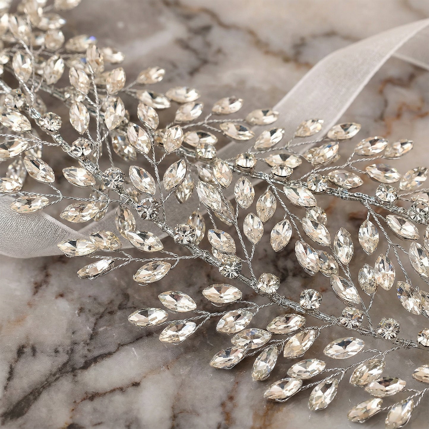 Bridella BHP308-S Silver Rhinestone Crown