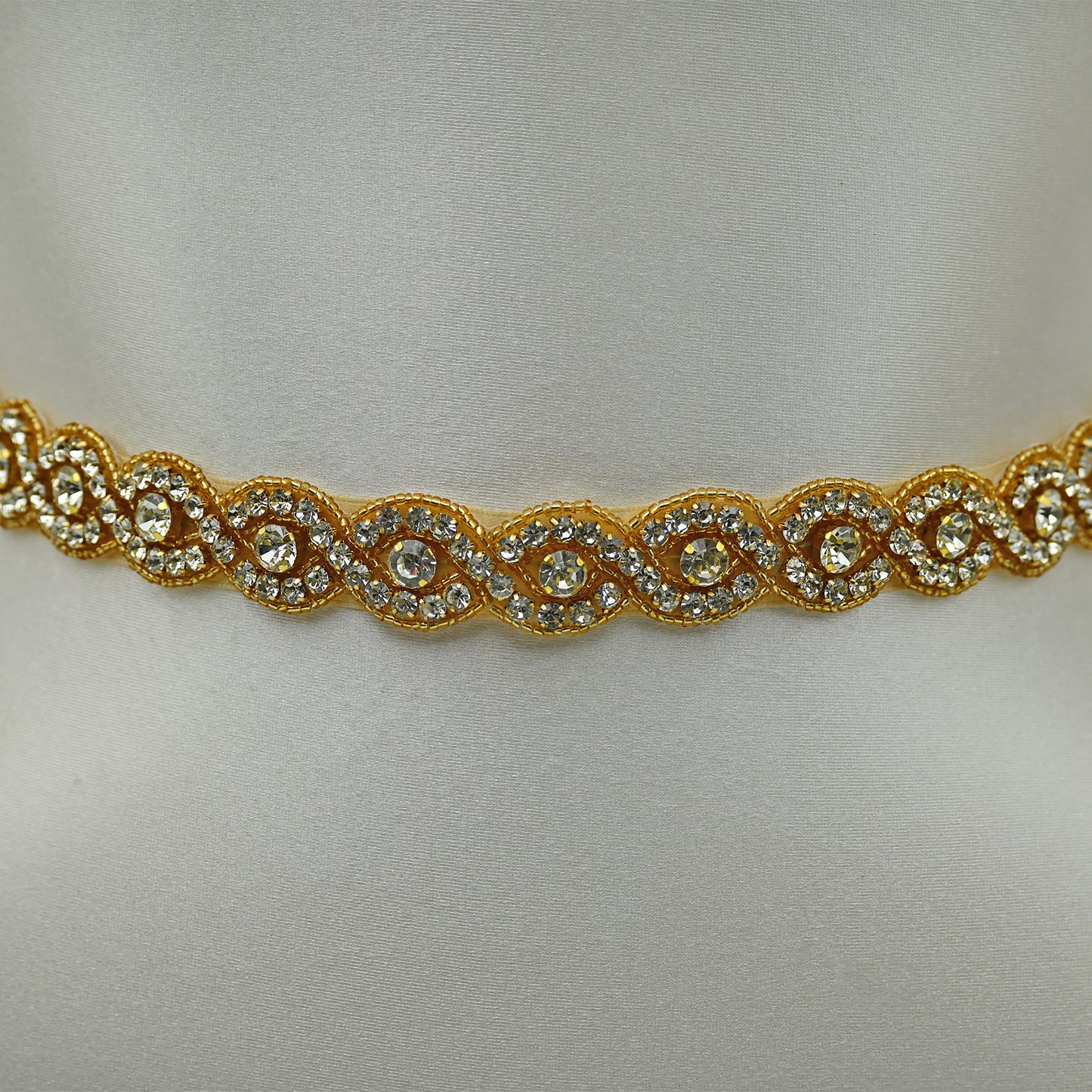 Bridella BS28G Champagne Rhinestone Belt