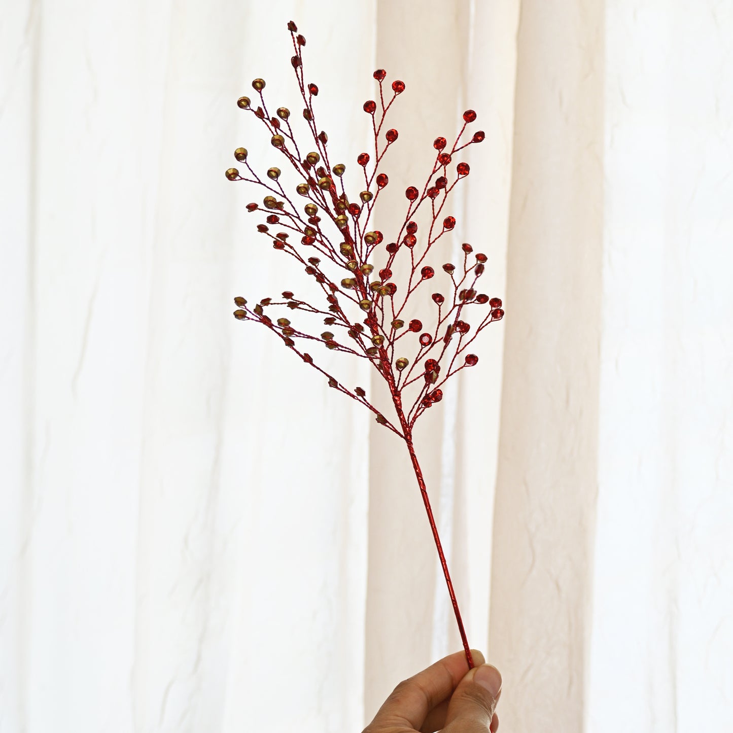 Handmade Crystal Bead Artificial Berry Branches, Multi-Color Rhinestone Wire Floral Picks k112
