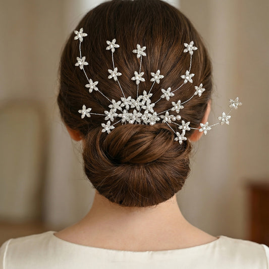 Silver Rhinestone Bridal Hair Comb Wedding - Bridella BHP502-S