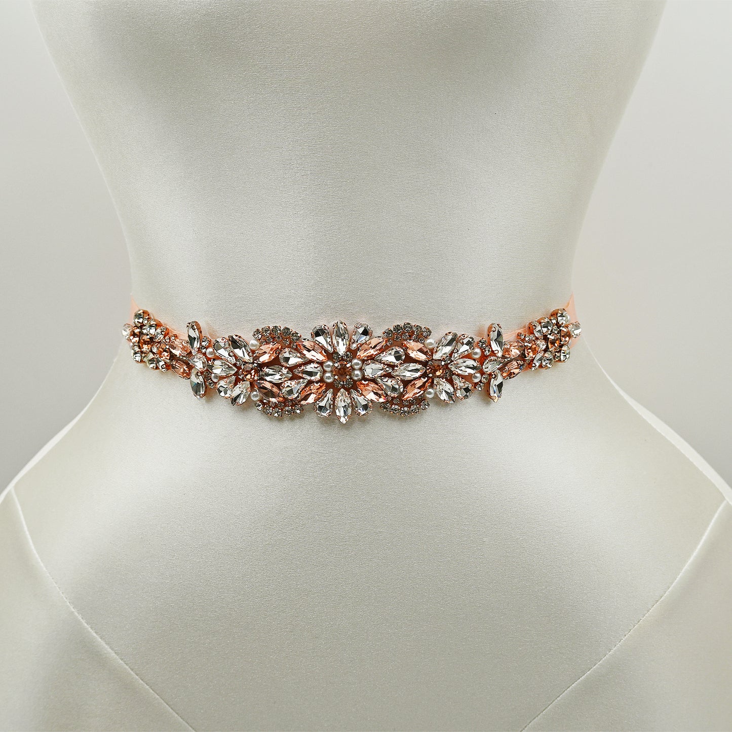 Rose Gold Rhinestone Bridal Dress Belt for Wedding - Bridella BS423-RG