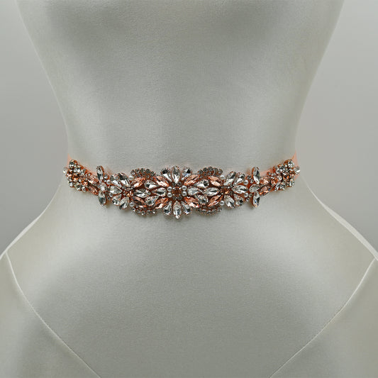 Bridella BS423 Rose Gold Rhinestone Belt