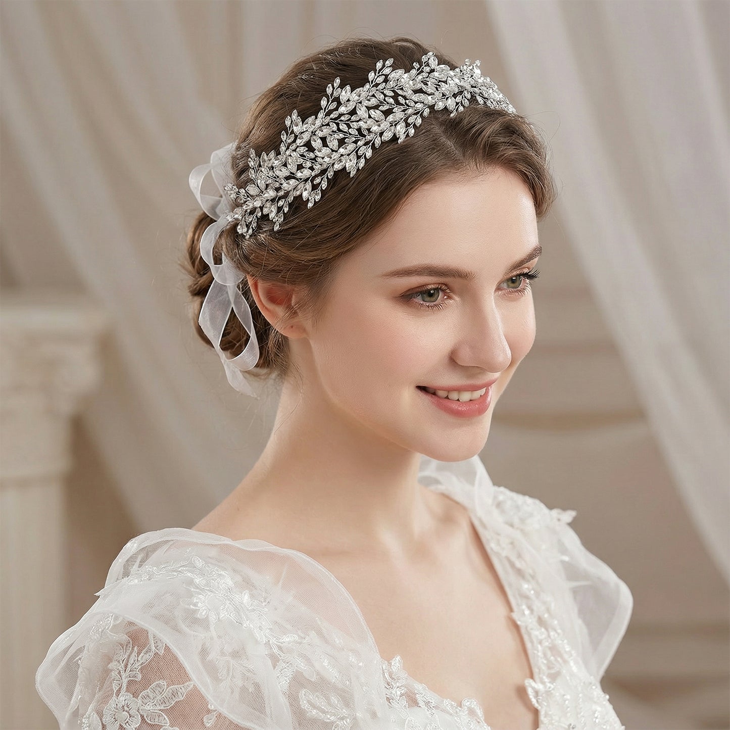 Bridella BHP304-S Silver Rhinestone Tiara