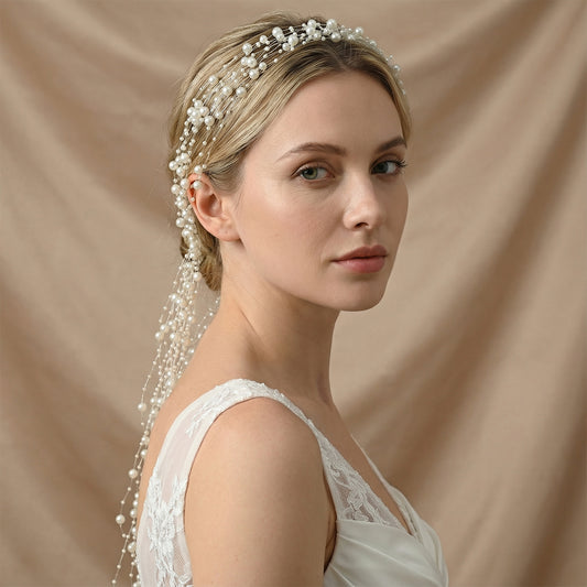 Bridella BHP538-IVORY Ivory Pearl Headband