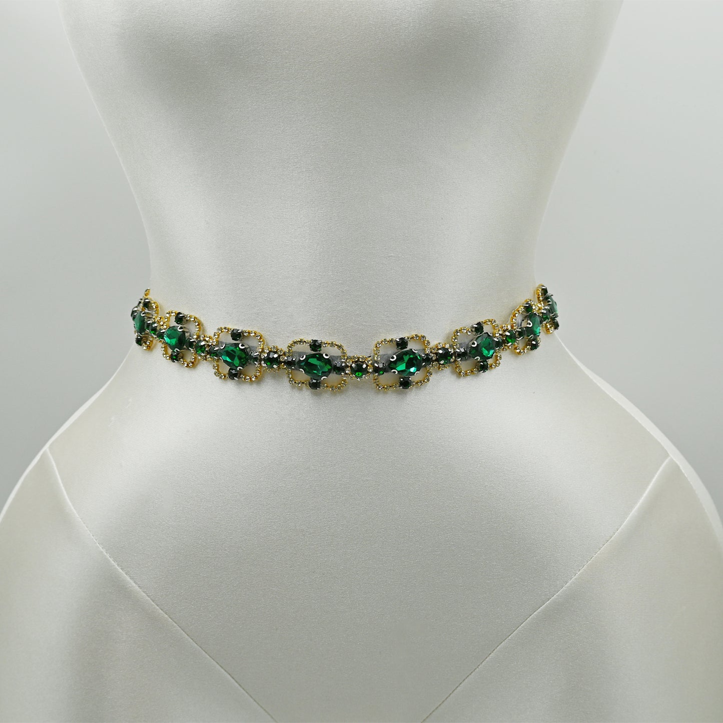 Bridella BS218KL Green Rhinestone & Pearl Belt
