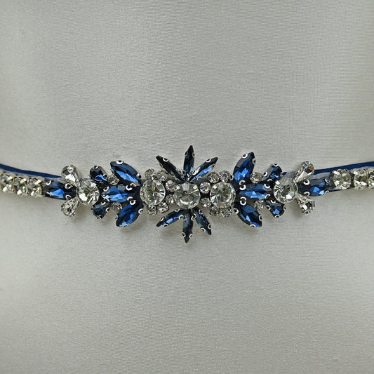 Bridella BS166ML-Navy Blue Rhinestone Belt