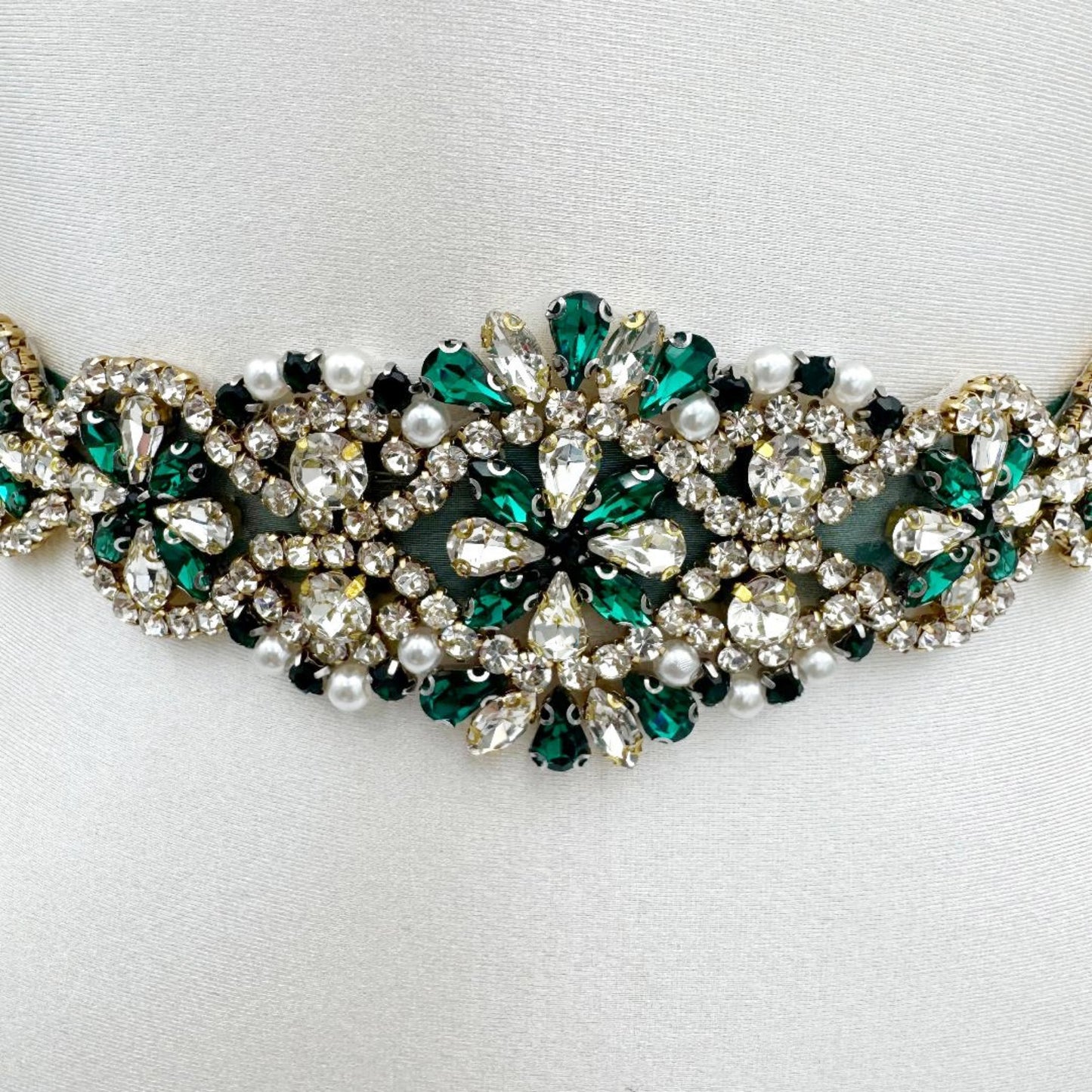 BS161KL emerald rhinestone pearl belt