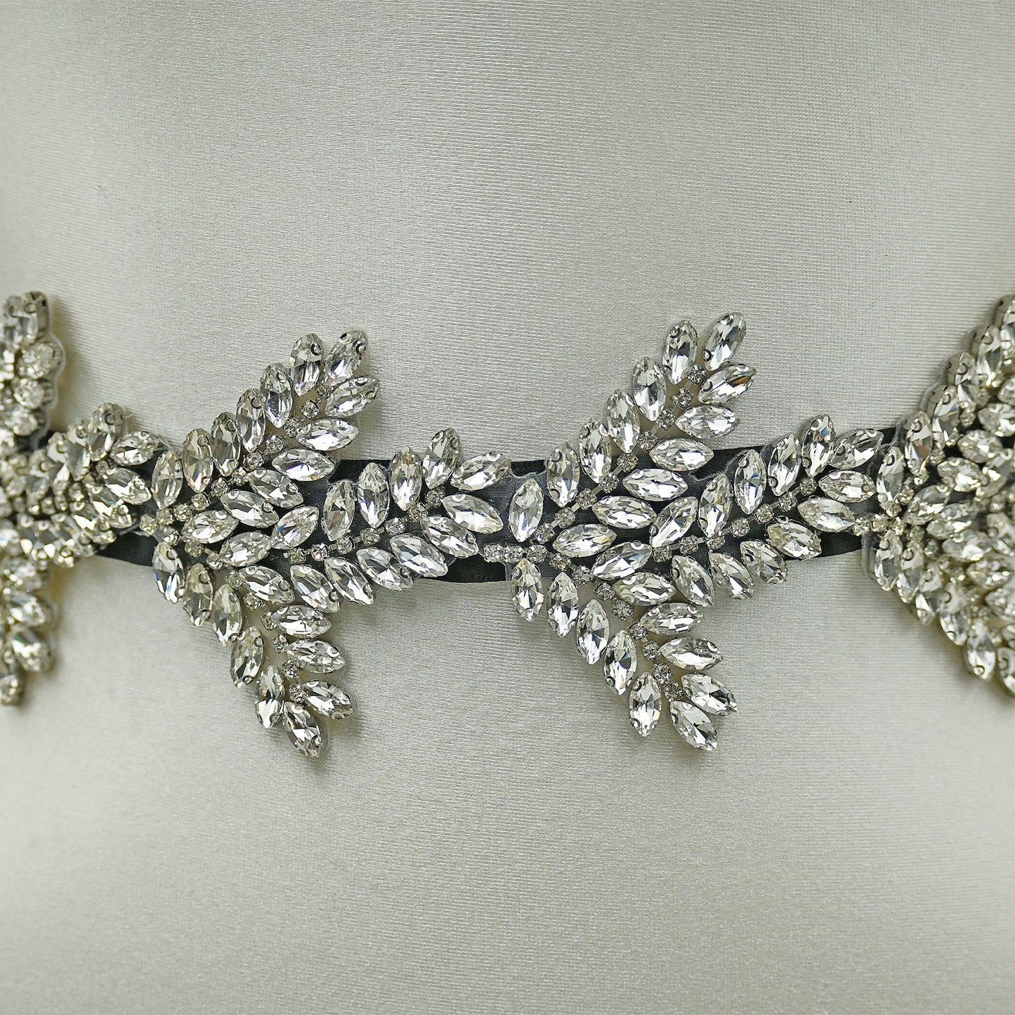 BS241 Crystal Leaf Bridal Belt,Silver Rhinestone Wedding Sash Forest &Garden Wedding Accessory