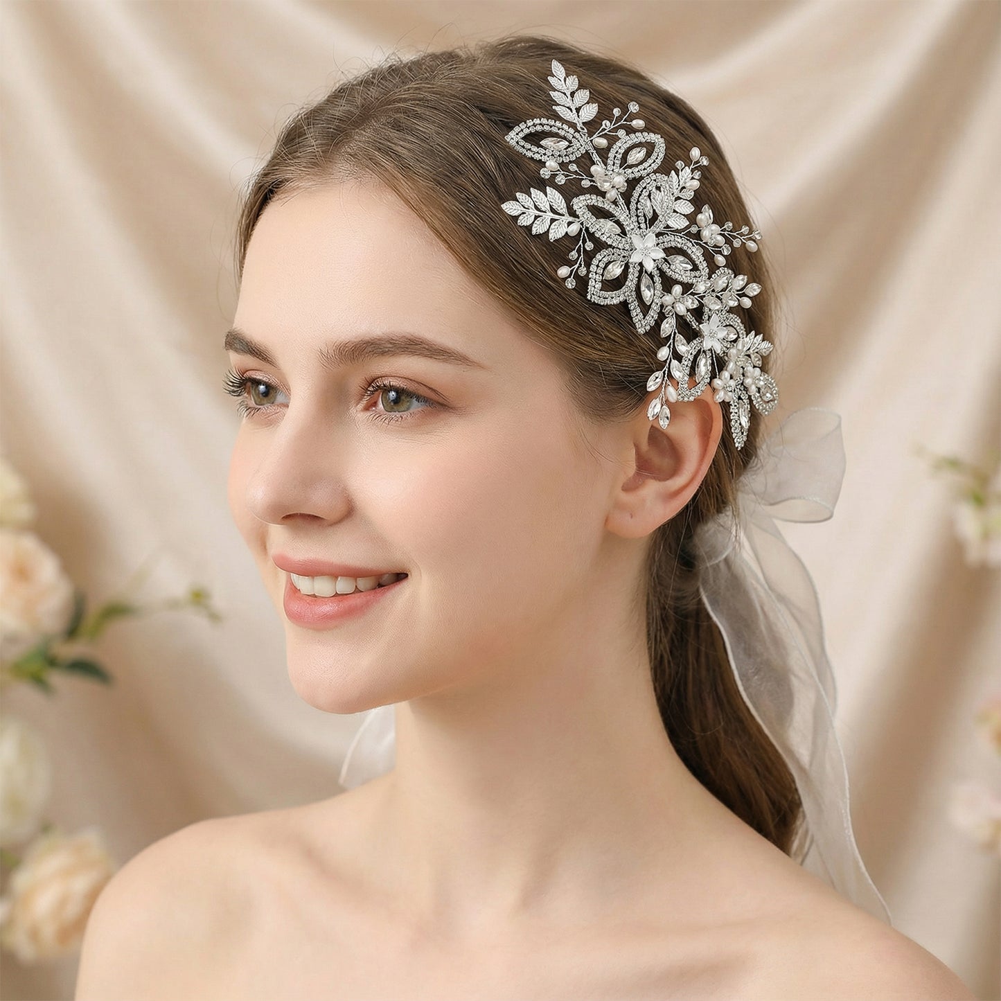 Bridella BHP305-S Silver Rhinestone Crown