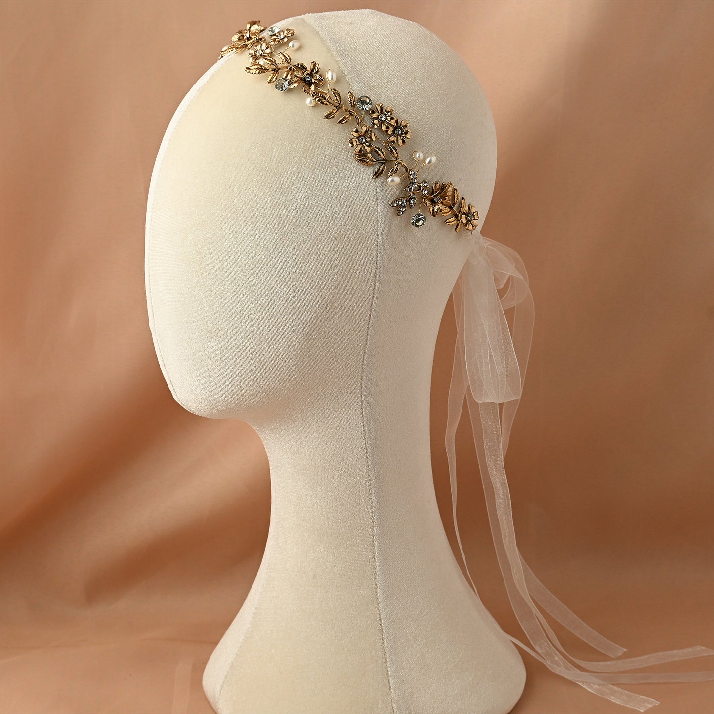 Bridella BHP355 Gold Rhinestone & Pearl Tiara