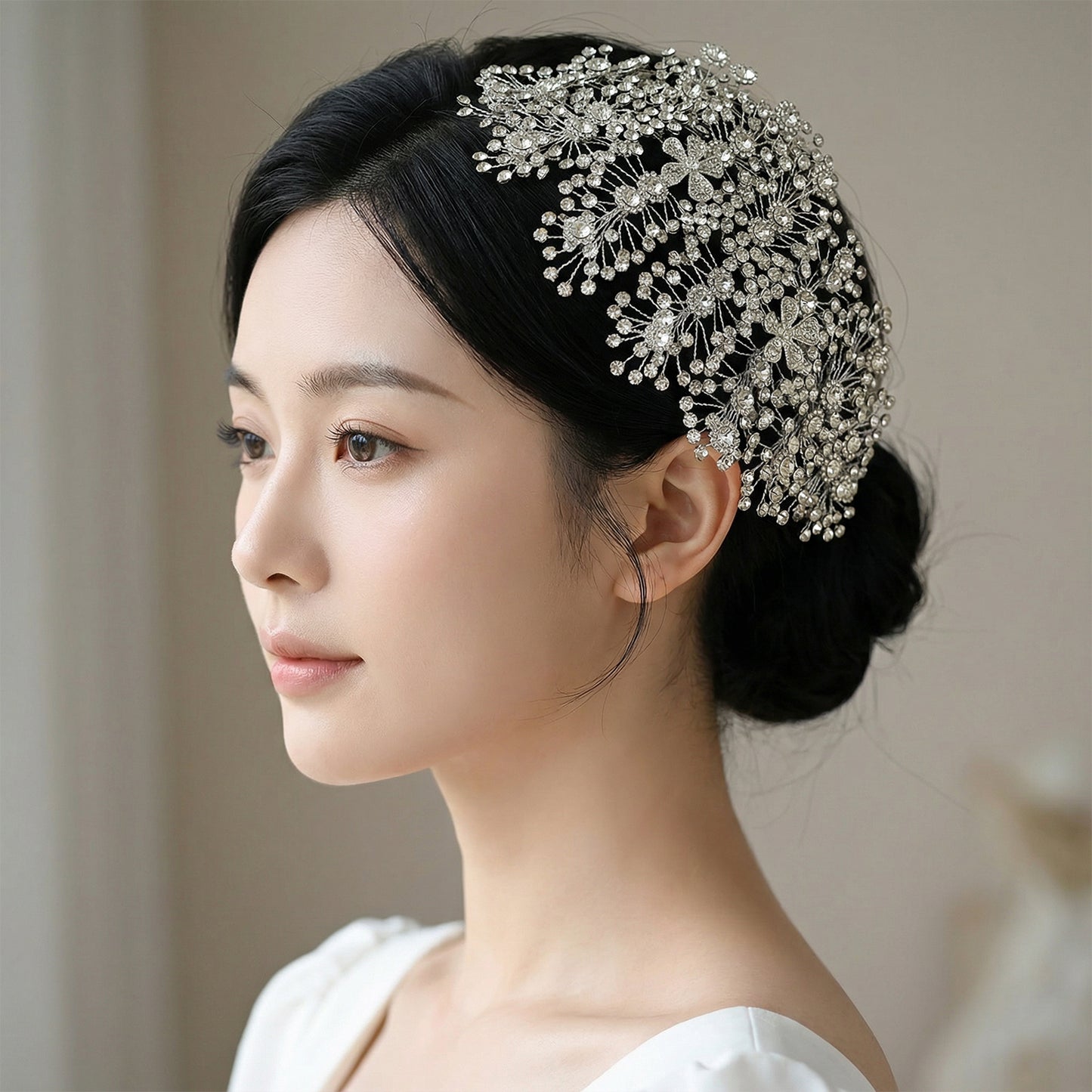 Bridella BHP240-S Silver Rhinestone Headband