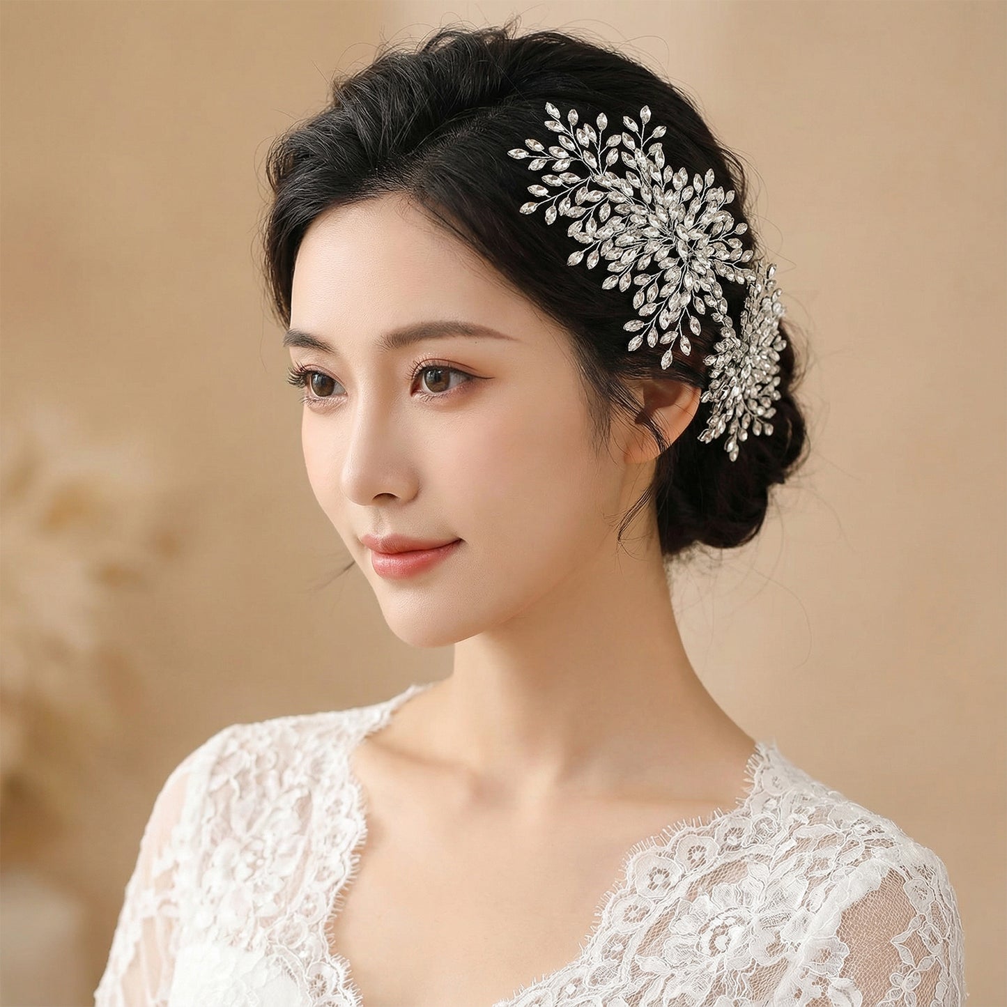 Bridella BHP392-S Silver Rhinestone Hair Comb