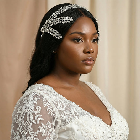 Silver Rhinestone Bridal Tiara Wedding Headpiece - Bridella BHP496-S