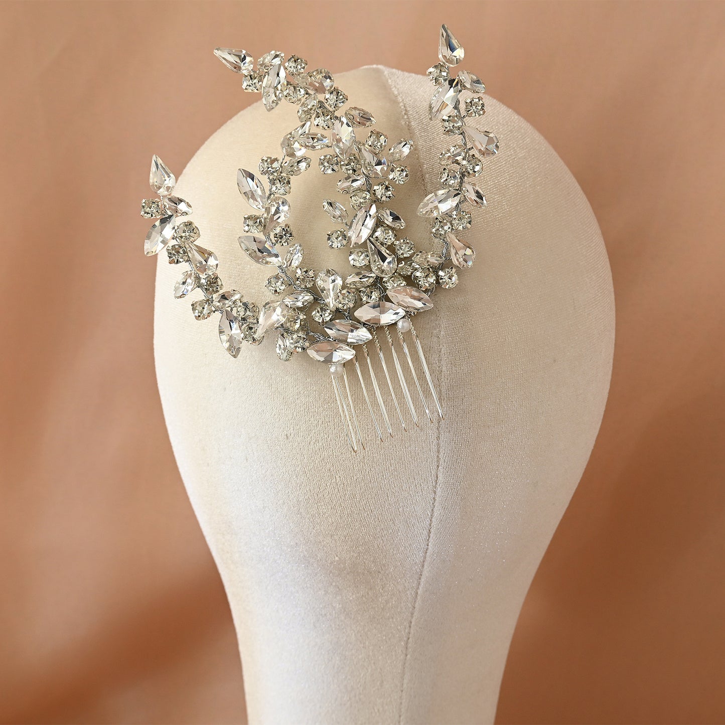 Bridella BHP489-S Silver Rhinestone Hair Comb